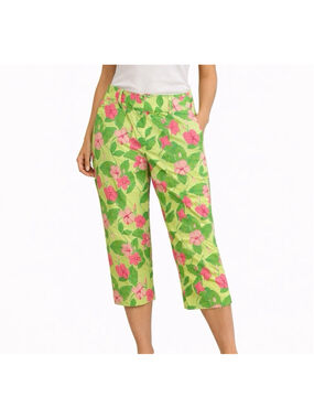 Vintage Lilly Pulitzer Crop Capri Ankle Pants Pink & Green Floral